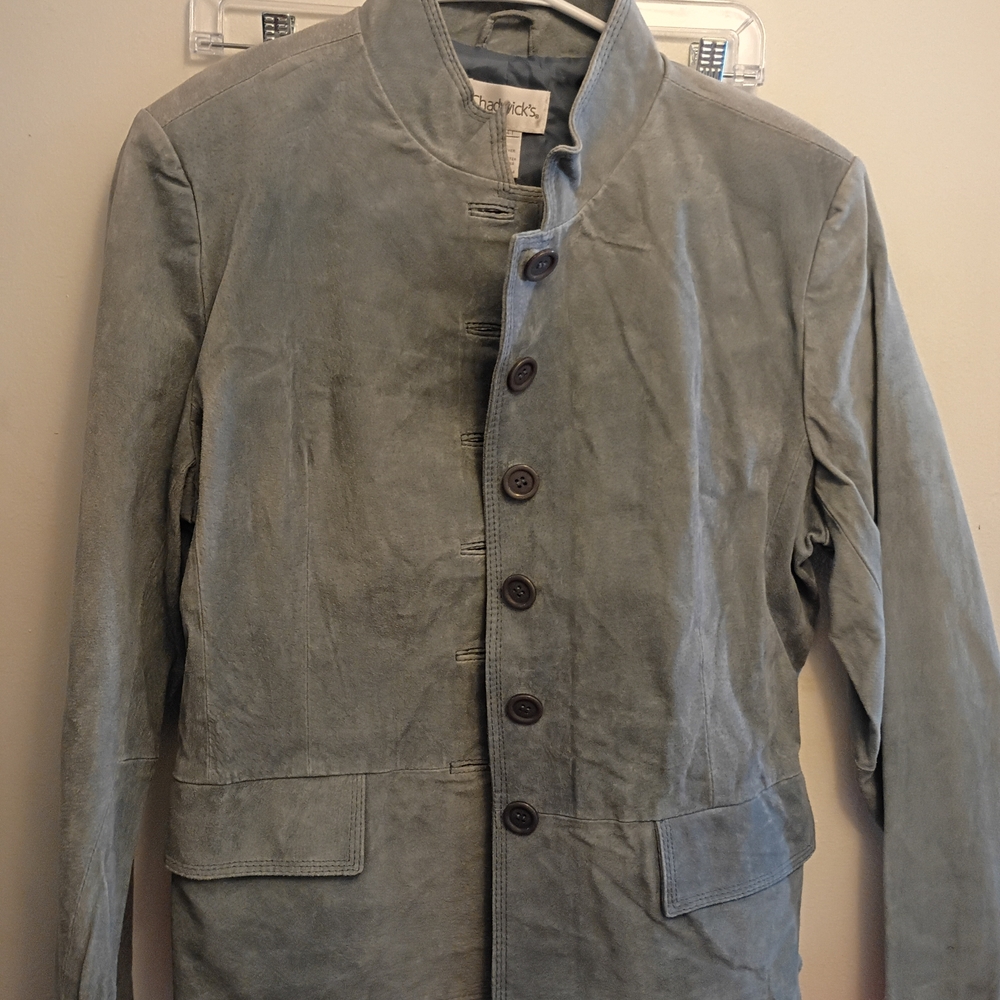Chadwicks Women's Gray Suede Leather Blazer